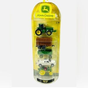 John Deere Green and Yellow Toy Tractor Set